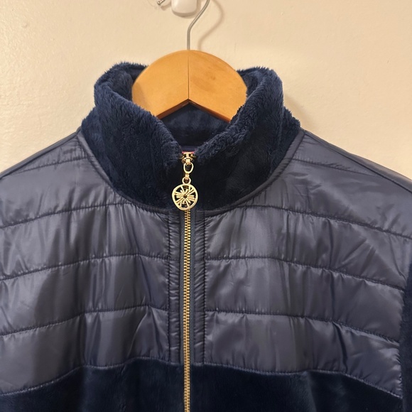 Lilly Pulitzer Leona Navy Blue Zip Up Fleece Jacket | Size XXS - Picture 4 of 9